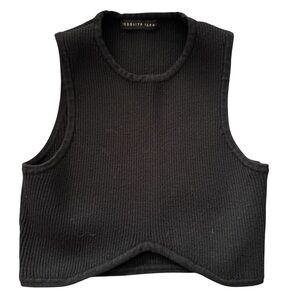 Brooklyn Karma Black Cropped Cashmere Blend Knit Tank Top Sz S